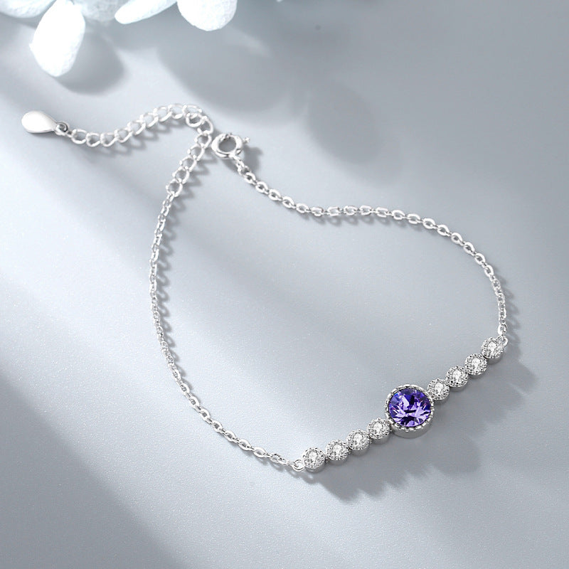 Ocean Heart Crystal Bracelet S925 Pure Silver