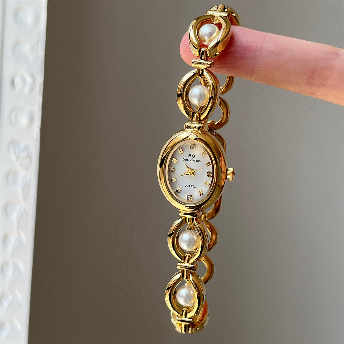 Amber Pearl Bracelet Watch
